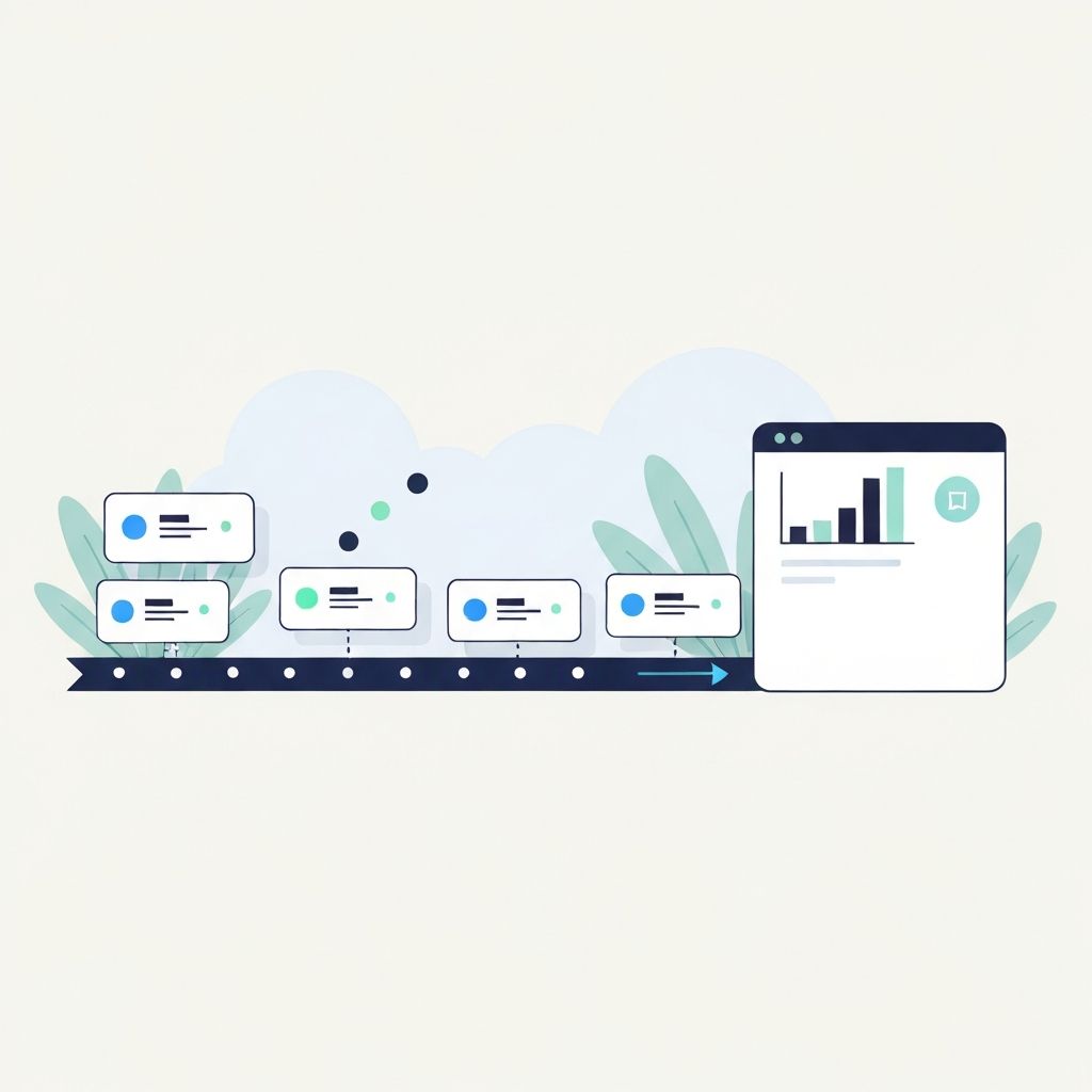 Editorial illustration of NCCD monitoring and connected evidence shown across a clear 10-week review timeline with progress markers, evidence cards, and a calm dashboard-style overview.
